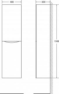 Шкаф-колонна BelBagno подвесной левосторонний 40x150см Rovere Grigio FLY-MARINO-1500-2A-SC-RG-P-L